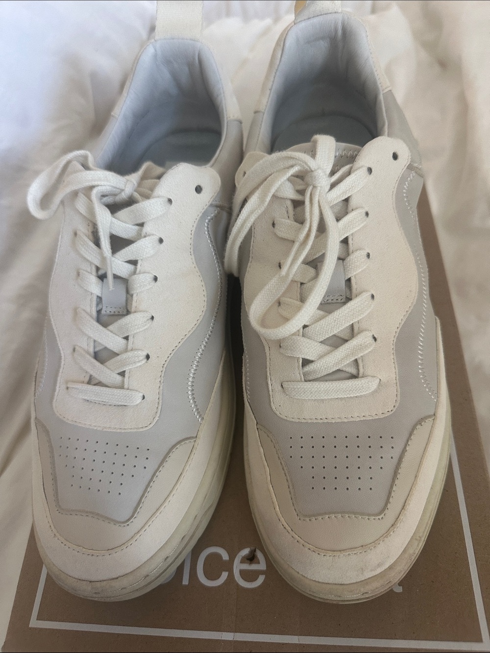 Dolce Vita Women’s Lace-Up Sneakers in Off-White and Light Gray